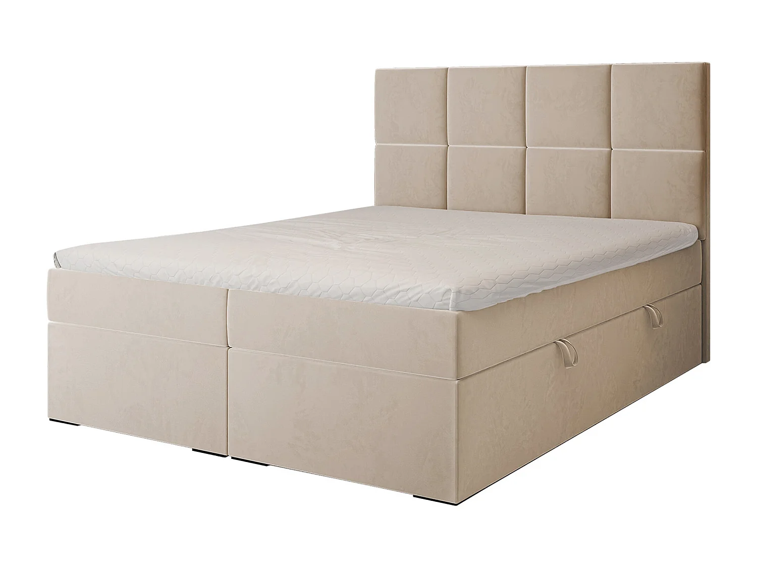 Lit continental rembourré avec surmatelas, crème - 160x200 - MAGNUS