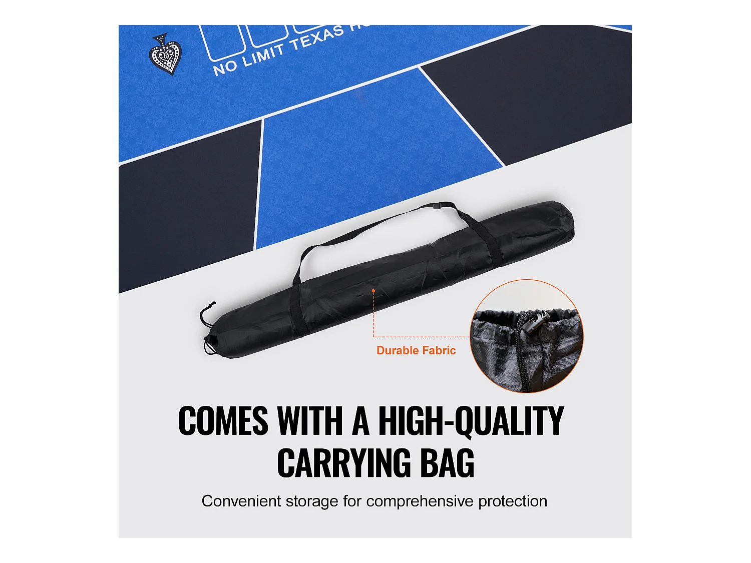 Table de Poker, SucceBuy Plateau de Table de Poker 180 x 90 cm, Plateau de Poker Rectangulaire avec Sac de Transport, Tapis de Poker Amovible pour Joueurs, Bleu