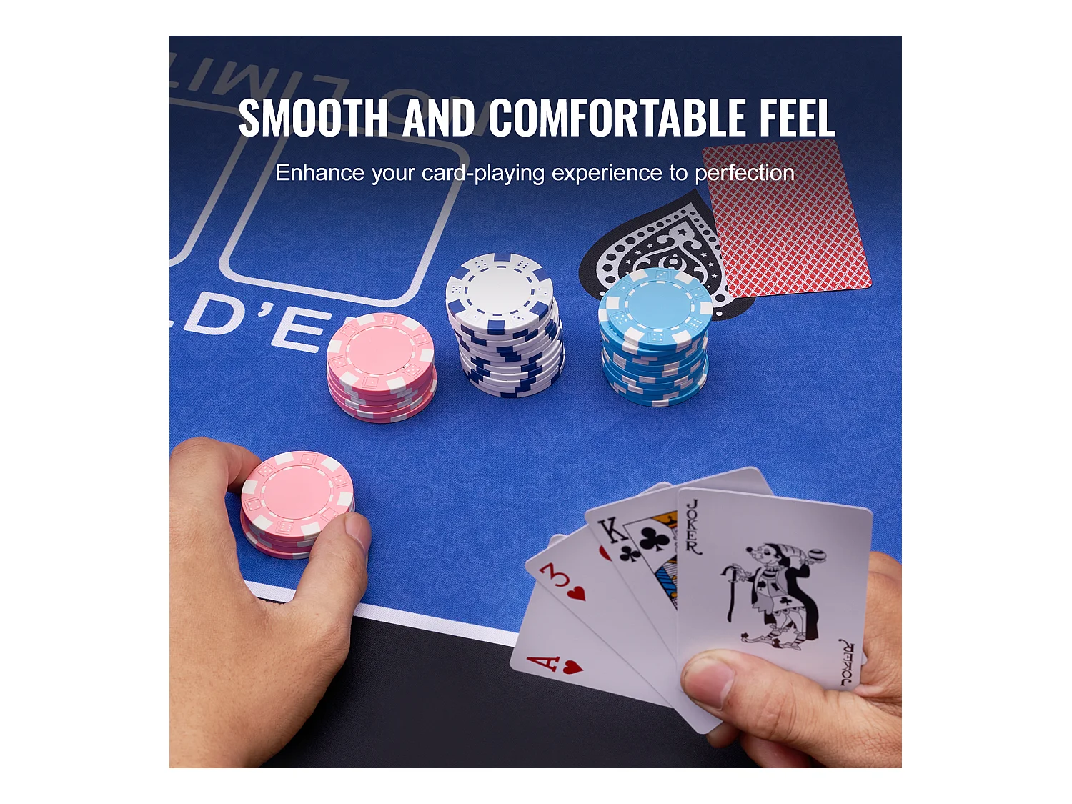 Table de Poker, SucceBuy Plateau de Table de Poker 180 x 90 cm, Plateau de Poker Rectangulaire avec Sac de Transport, Tapis de Poker Amovible pour Joueurs, Bleu