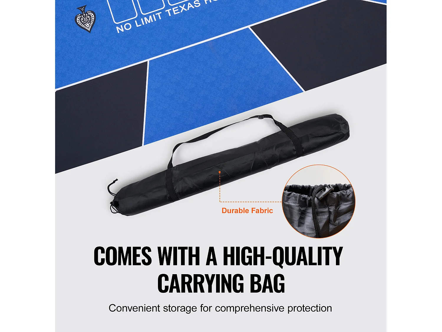 Table de Poker, SucceBuy Plateau de Table de Poker 180 x 90 cm, Plateau de Poker Rectangulaire avec Sac de Transport, Tapis de Poker Amovible pour Joueurs, Bleu