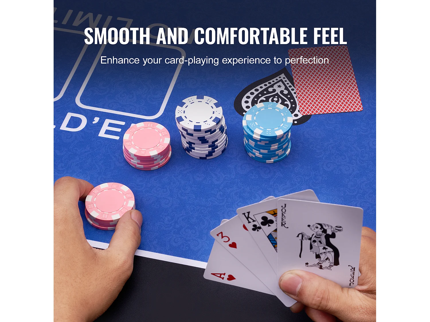 Table de Poker, SucceBuy Plateau de Table de Poker 180 x 90 cm, Plateau de Poker Rectangulaire avec Sac de Transport, Tapis de Poker Amovible pour Joueurs, Bleu