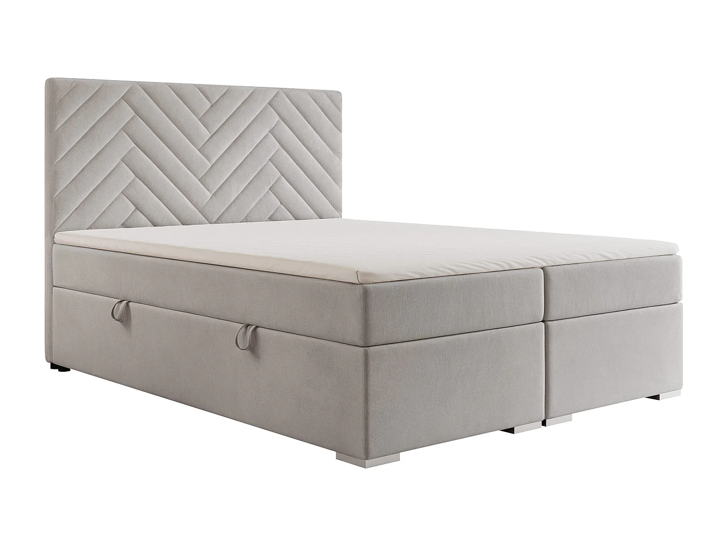Lit continental rembourré avec surmatelas, gris clair - 140x200 - NEREA