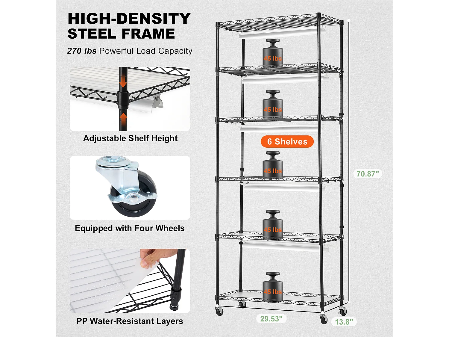 Support de Plante, SucceBuy Support pour Plantes DIY avec Lampes de Culture 6 Niveaux 192 W 180 cm de Hauteur