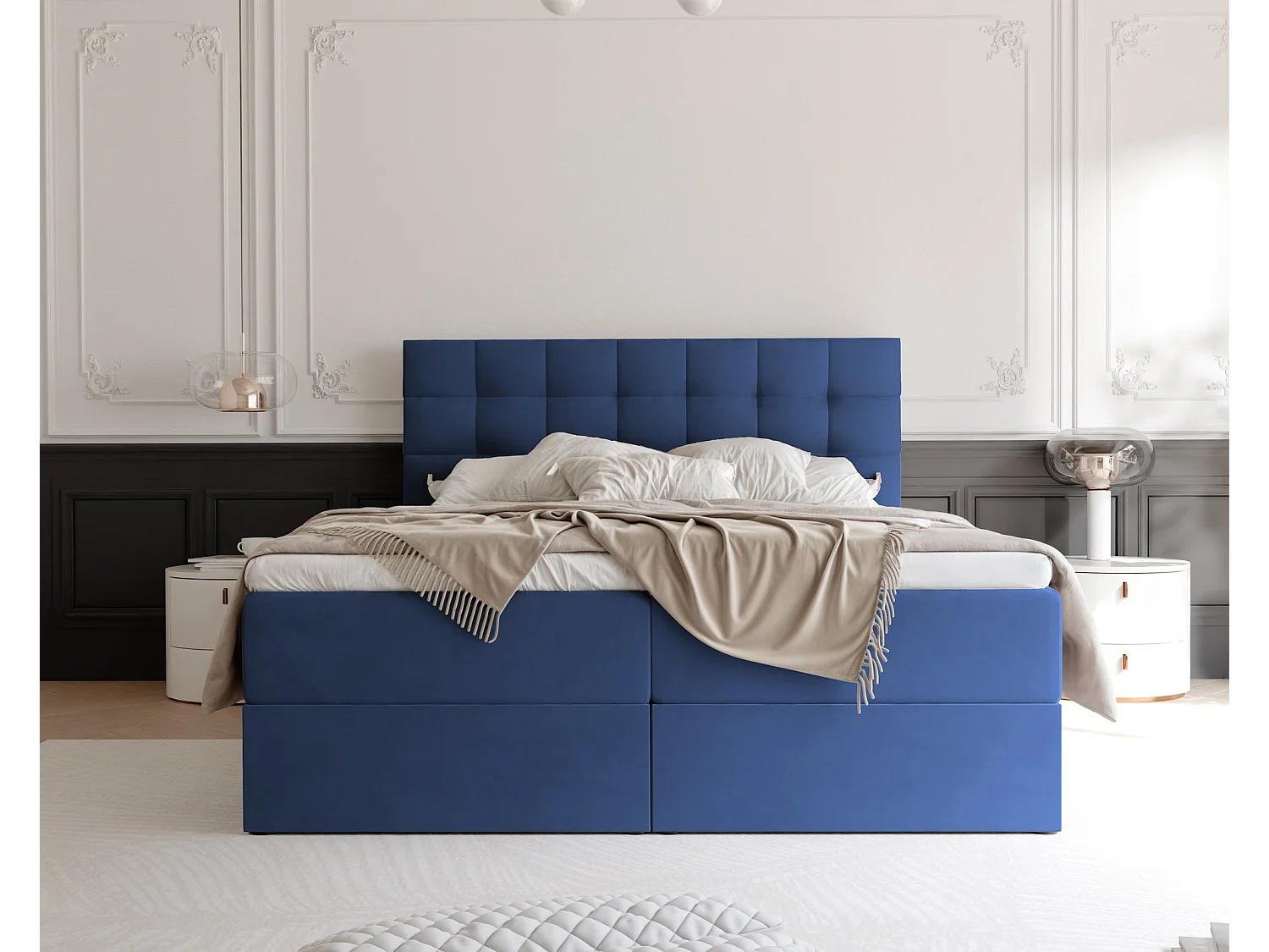 Lit continental rembourré avec surmatelas, bleu - 140x200 - GRAND