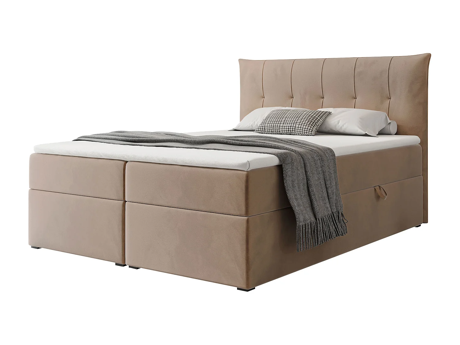 Lit continental rembourré avec surmatelas, marron - 200x200 - CHESTER