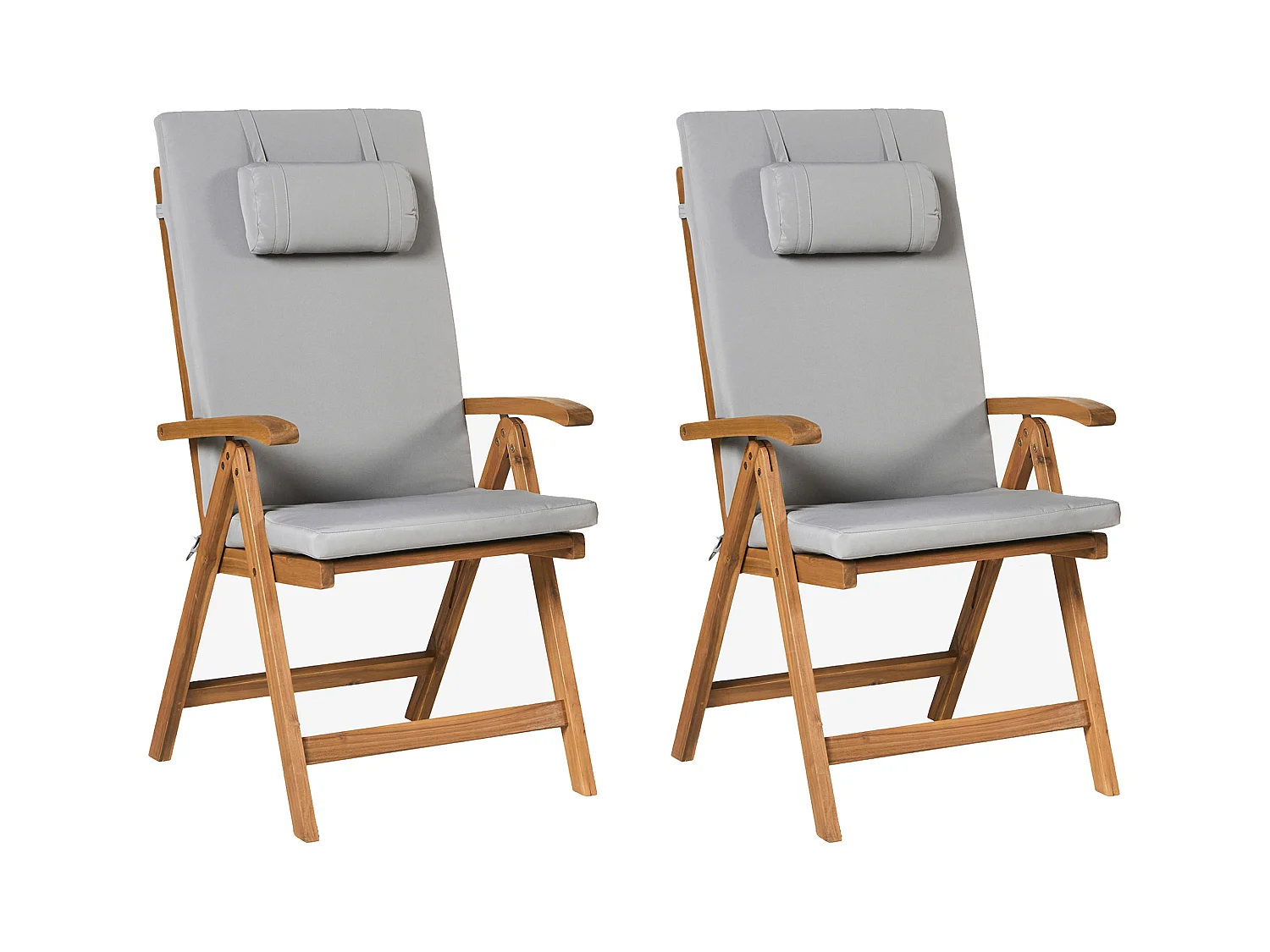 Lot de 2 chaises de jardin avec coussins JAVA PREMIUM Acacia Gris clair