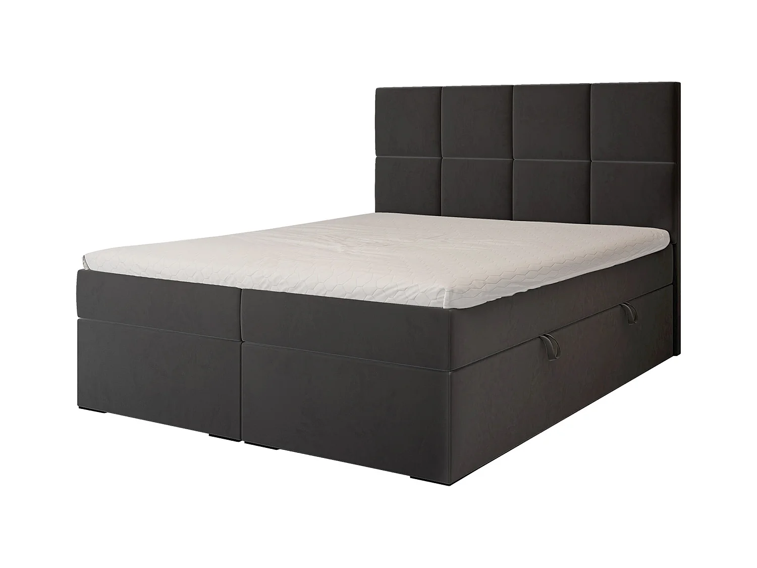 Lit continental rembourré avec surmatelas, noir - 180x200 - MAGNUS