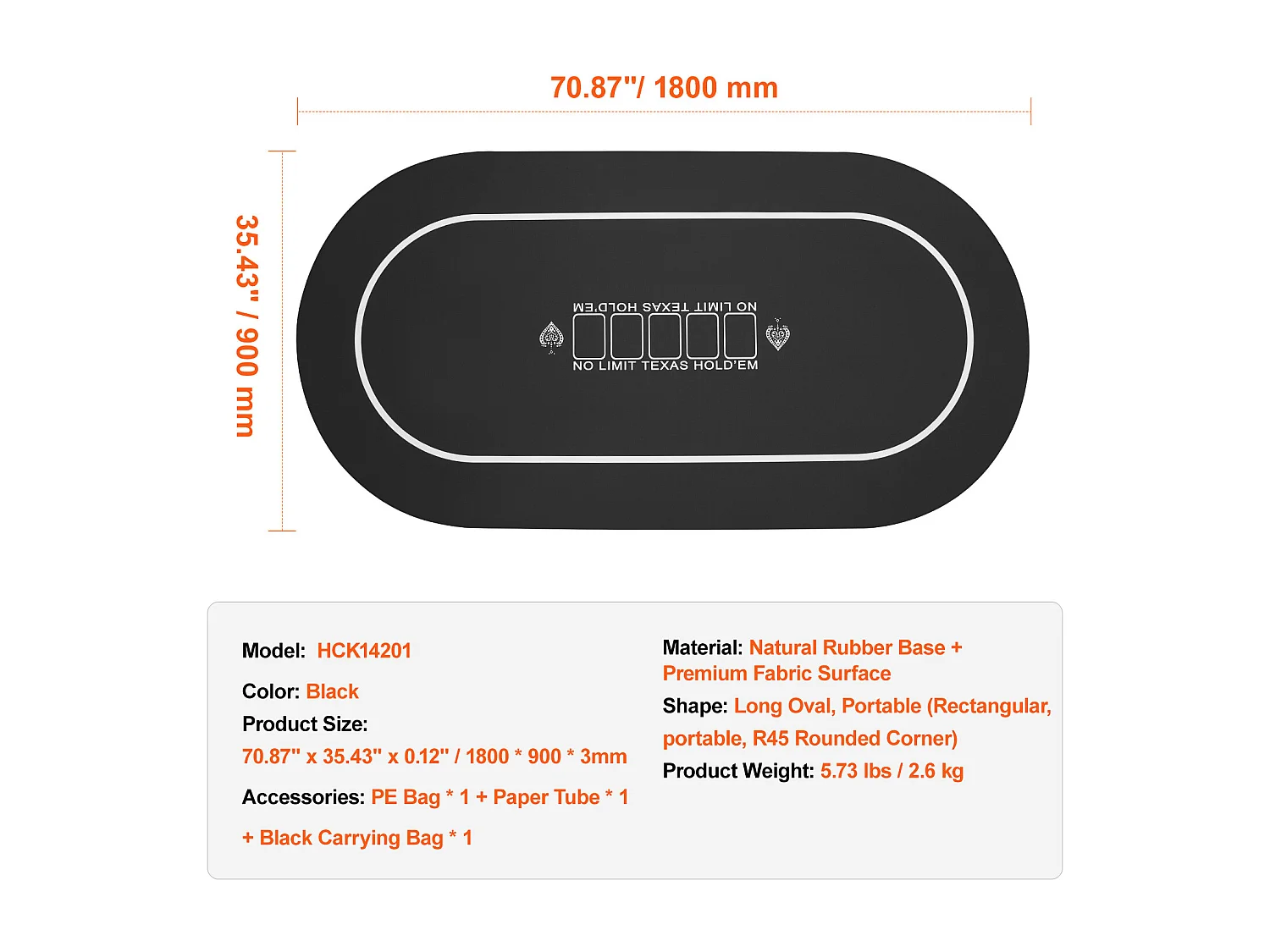 Table de Poker, SucceBuy Plateau de Table 180 x 90 cm, Tapis de Poker, 6-8P, Pliable, Poker, 0V, Tissu, Noir