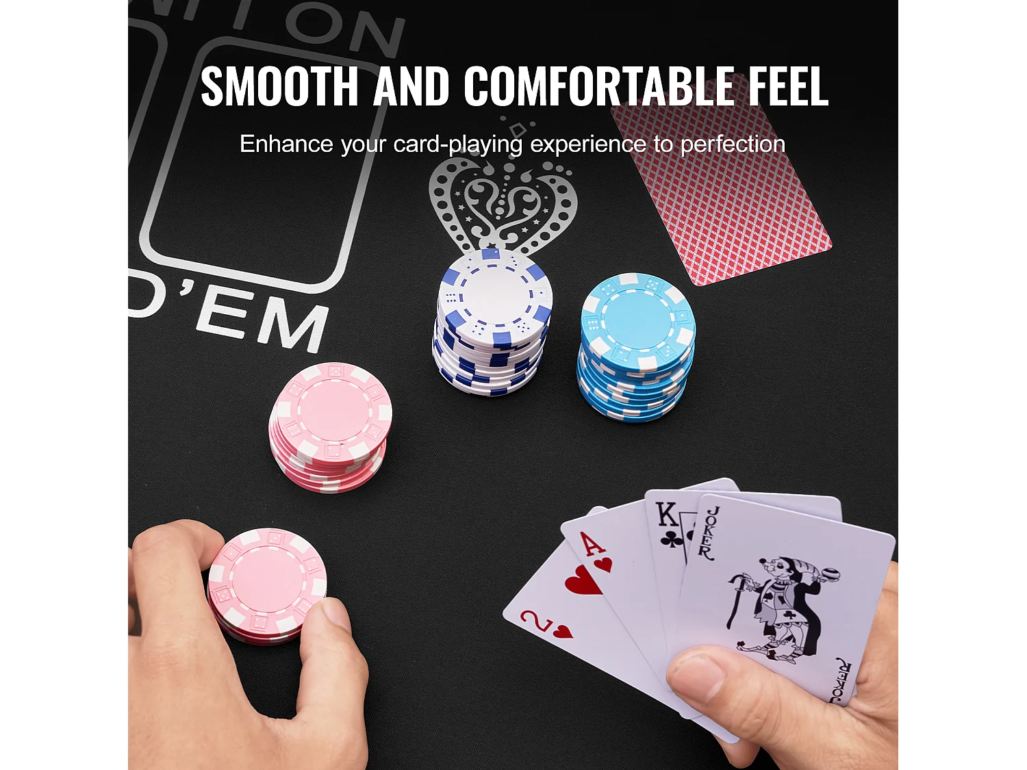 Table de Poker, SucceBuy Plateau de Table 180 x 90 cm, Tapis de Poker, 6-8P, Pliable, Poker, 0V, Tissu, Noir