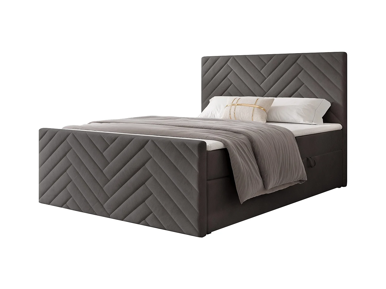 Lit continental rembourré avec surmatelas, gris anthracite - 120x200 - NEREO PLUS