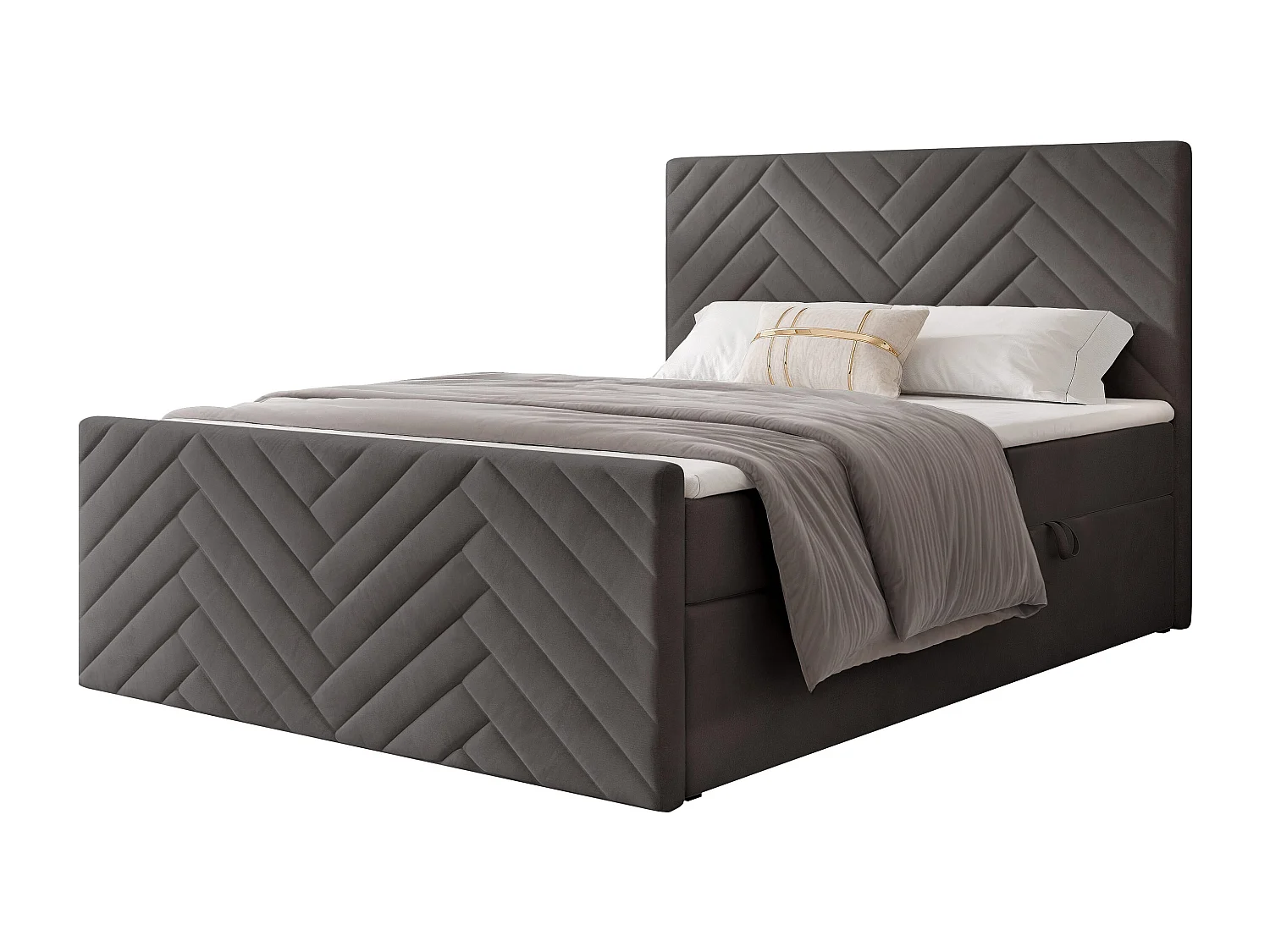 Lit continental rembourré avec surmatelas, gris anthracite - 120x200 - NEREO PLUS