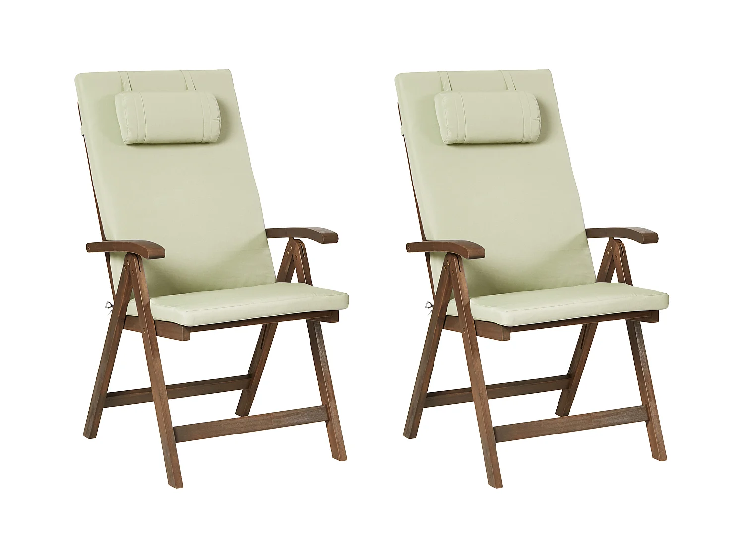 Lot de 2 chaises de jardin avec coussins AMANTEA PREMIUM Acacia Vert