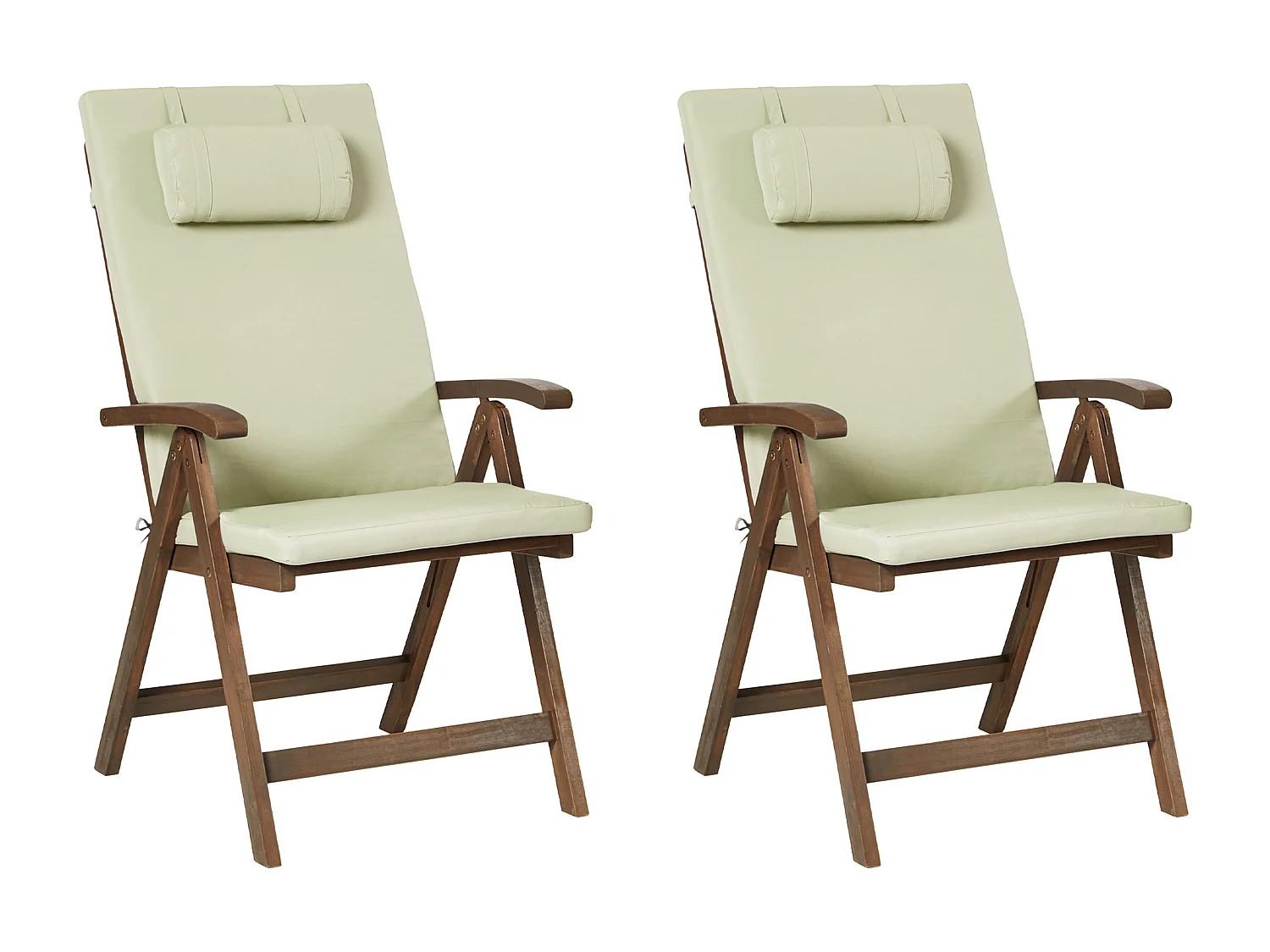 Lot de 2 chaises de jardin avec coussins AMANTEA PREMIUM Acacia Vert