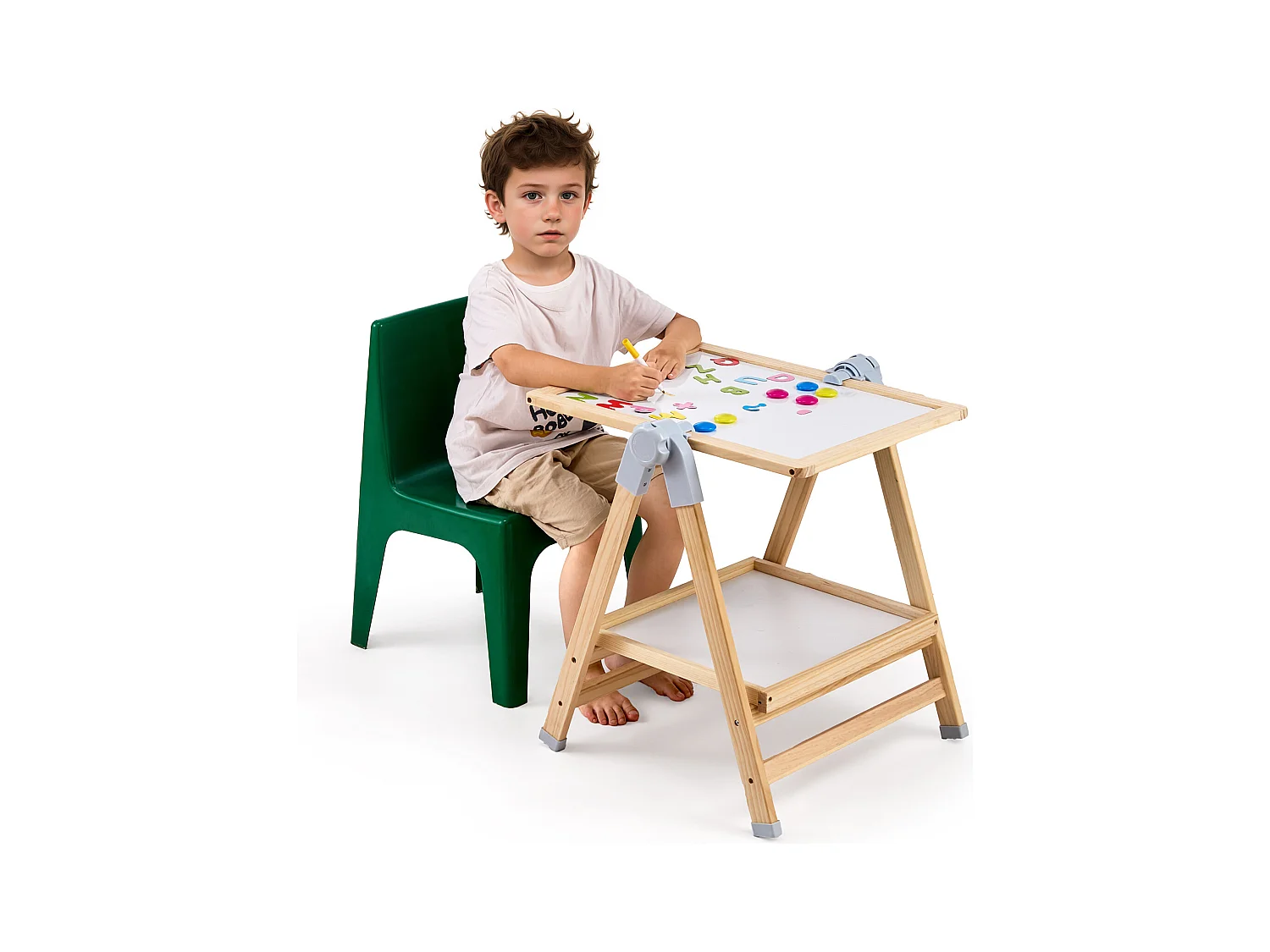 Chevalet d'Art SucceBuy, pour Enfants 2 en 1, Tableau Blanc Magnétique en Bois Face