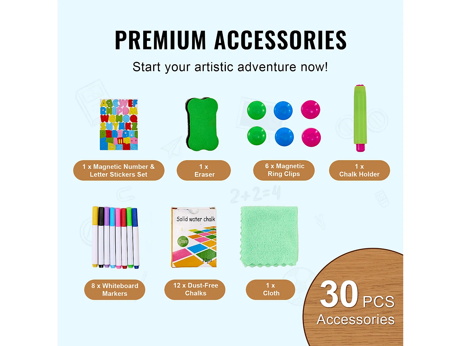 Chevalet d'Art SucceBuy, pour Enfants 2 en 1, Tableau Blanc Magnétique en Bois Face