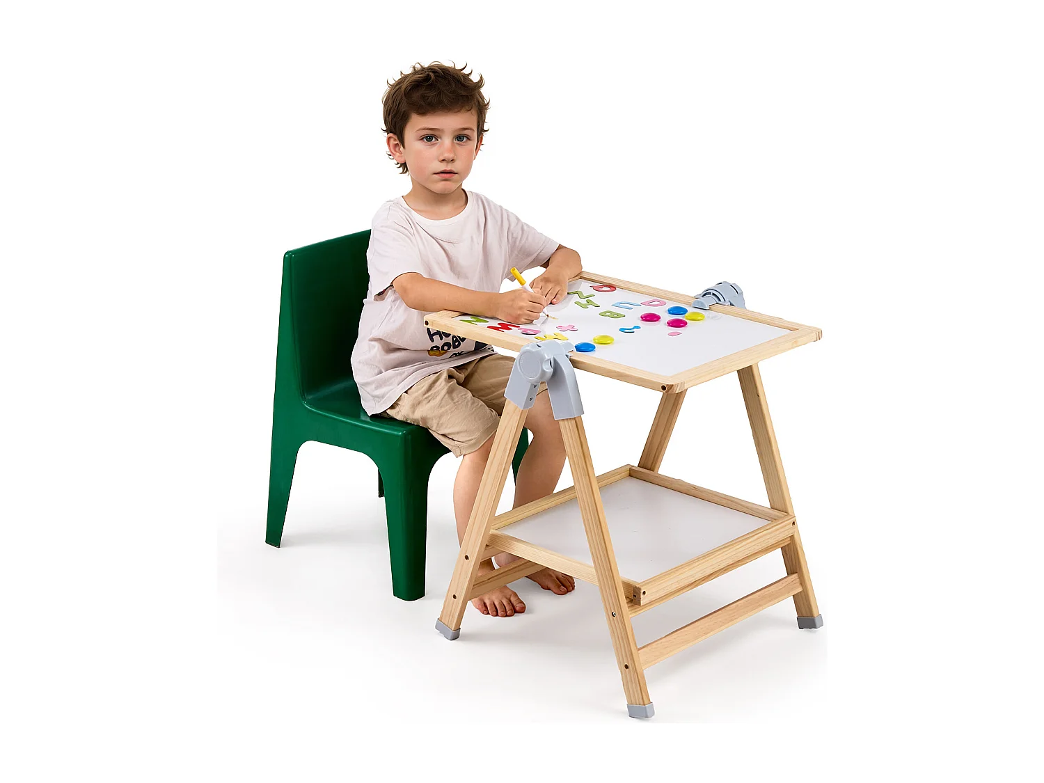Chevalet d'Art SucceBuy, pour Enfants 2 en 1, Tableau Blanc Magnétique en Bois Face