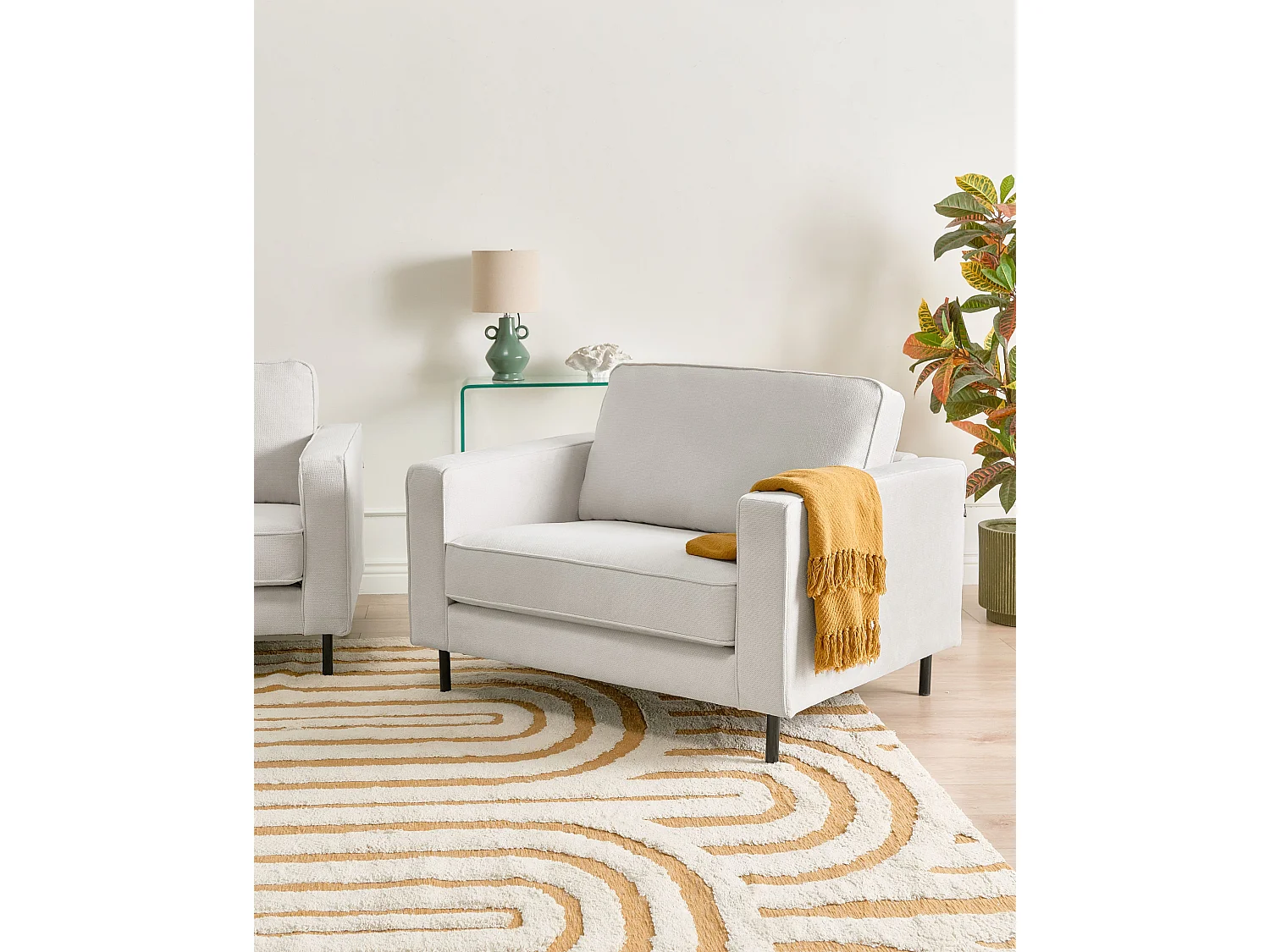 Fauteuil SAVALEN Tissu Blanc cassé
