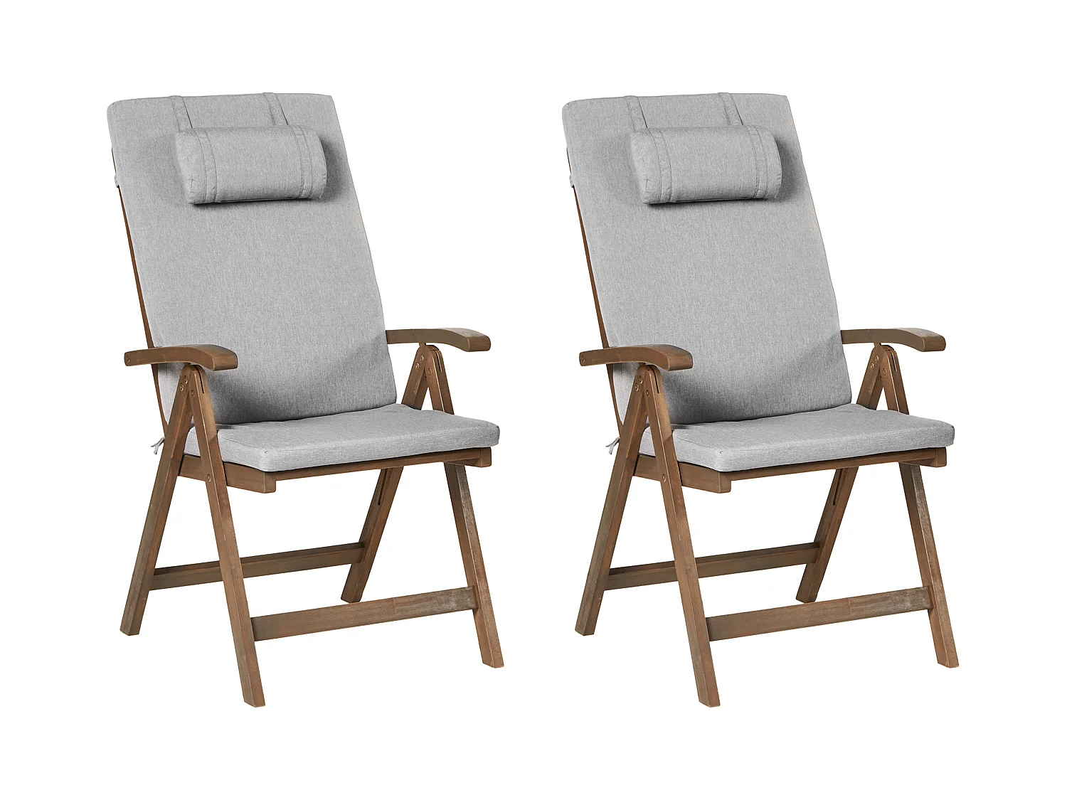 Lot de 2 chaises de jardin avec coussins AMANTEA PREMIUM Acacia Mélange de gris