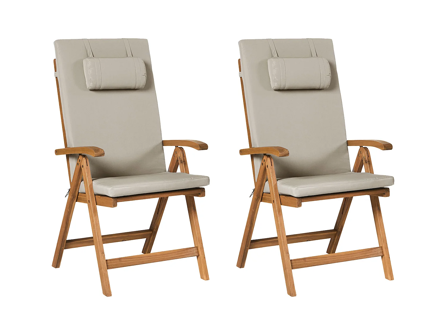 Lot de 2 chaises de jardin avec coussins JAVA PREMIUM Acacia Taupe