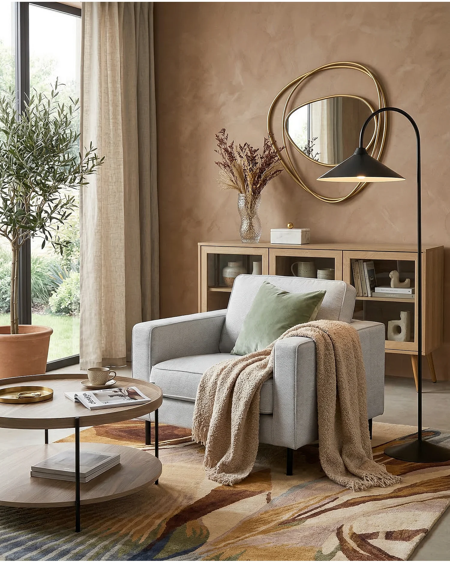 Fauteuil SAVALEN Tissu Gris clair