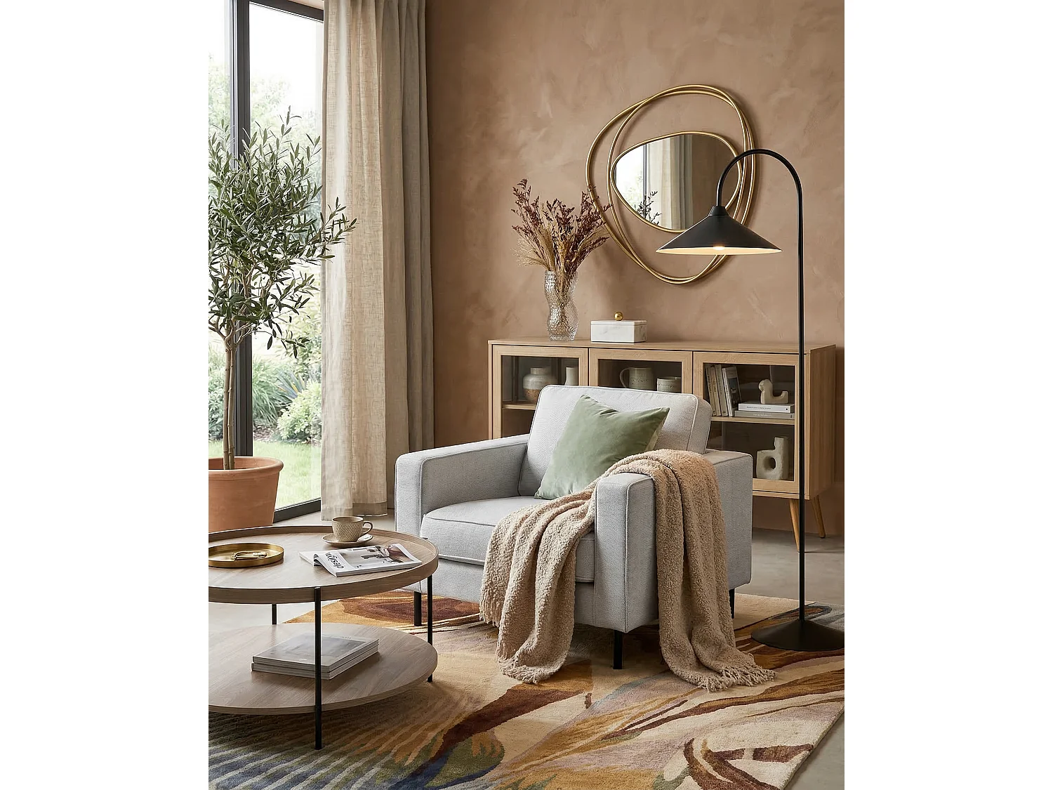 Fauteuil SAVALEN Tissu Gris clair