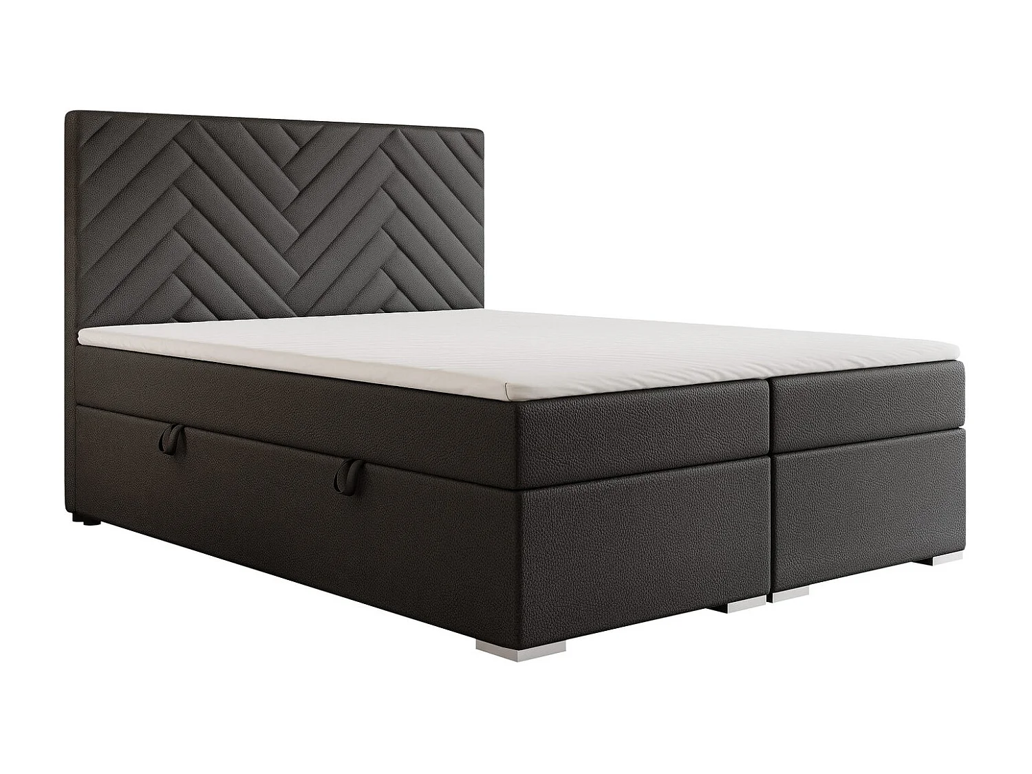 Lit continental rembourré avec surmatelas, noir  - 140x200 - NEREA