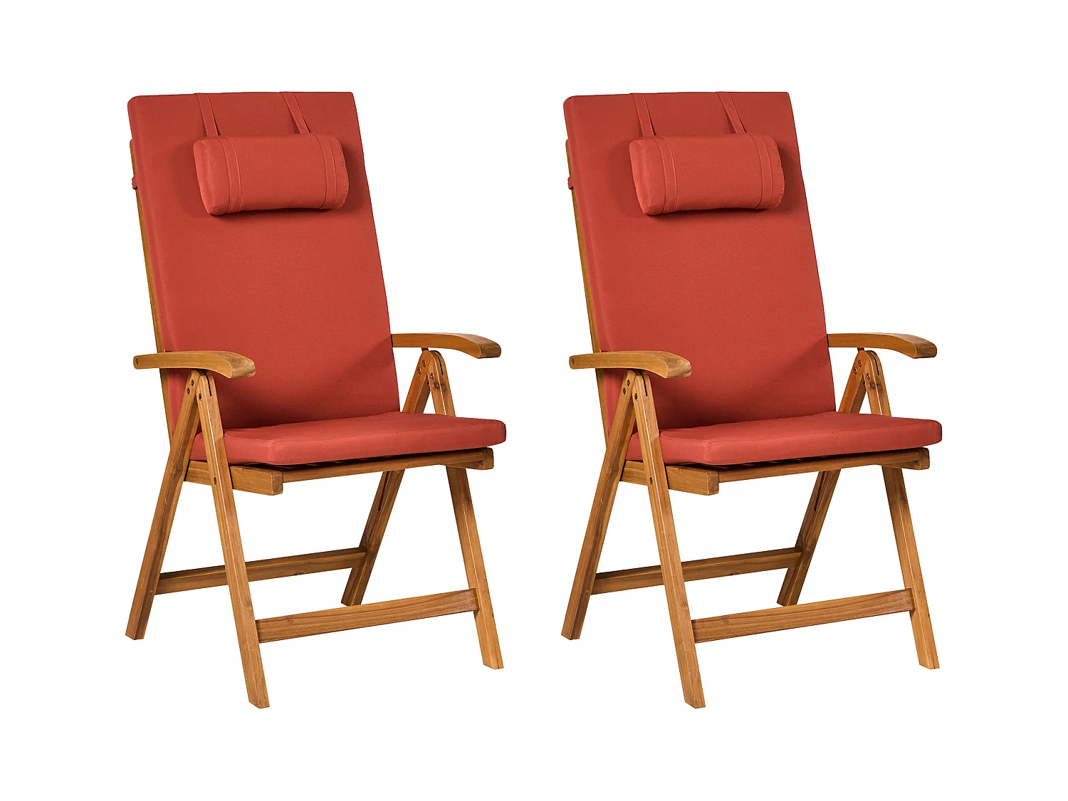 Lot de 2 chaises de jardin avec coussins JAVA PREMIUM Acacia Rouge
