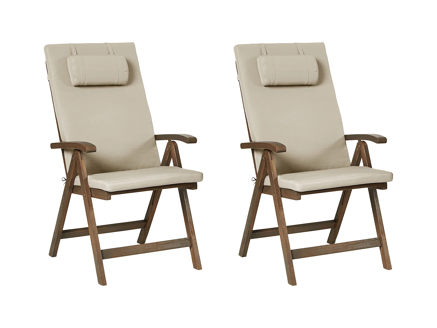 Lot de 2 chaises de jardin avec coussins AMANTEA PREMIUM Acacia Taupe