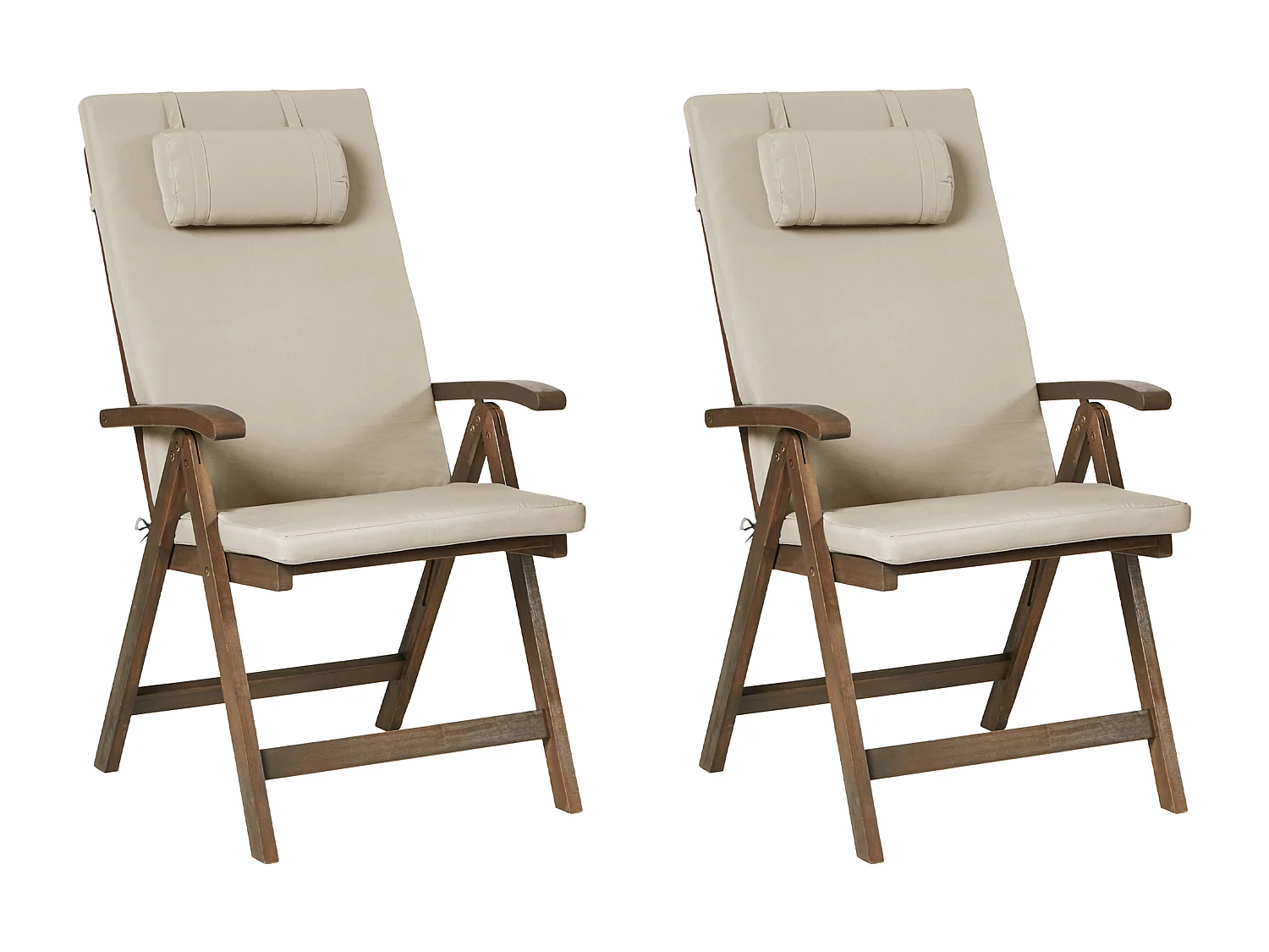 Lot de 2 chaises de jardin avec coussins AMANTEA PREMIUM Acacia Taupe