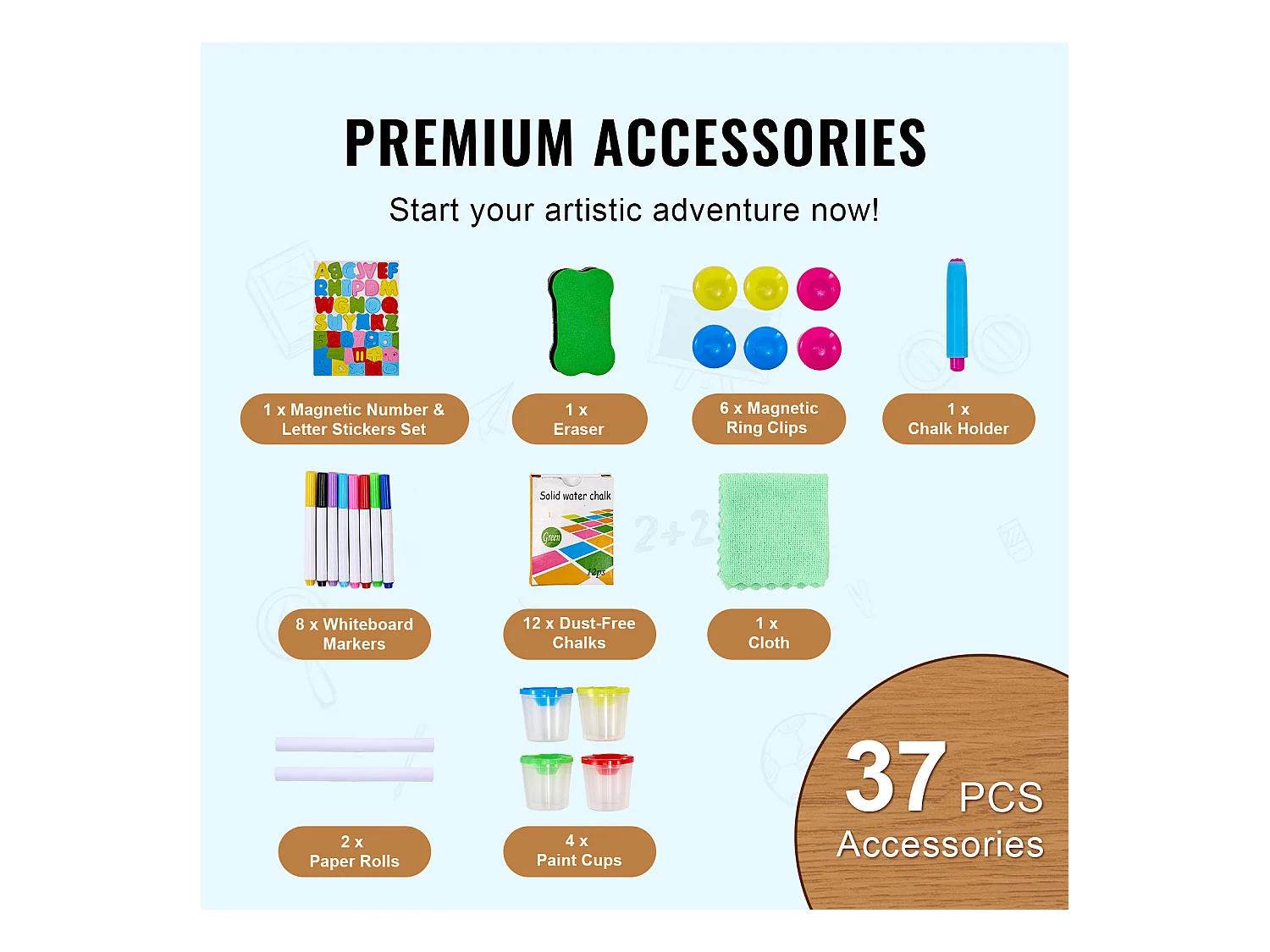 Chevalet d'Art SucceBuy, pour Enfants 3 en 1, Tableau Blanc Magnétique en Bois Double Face