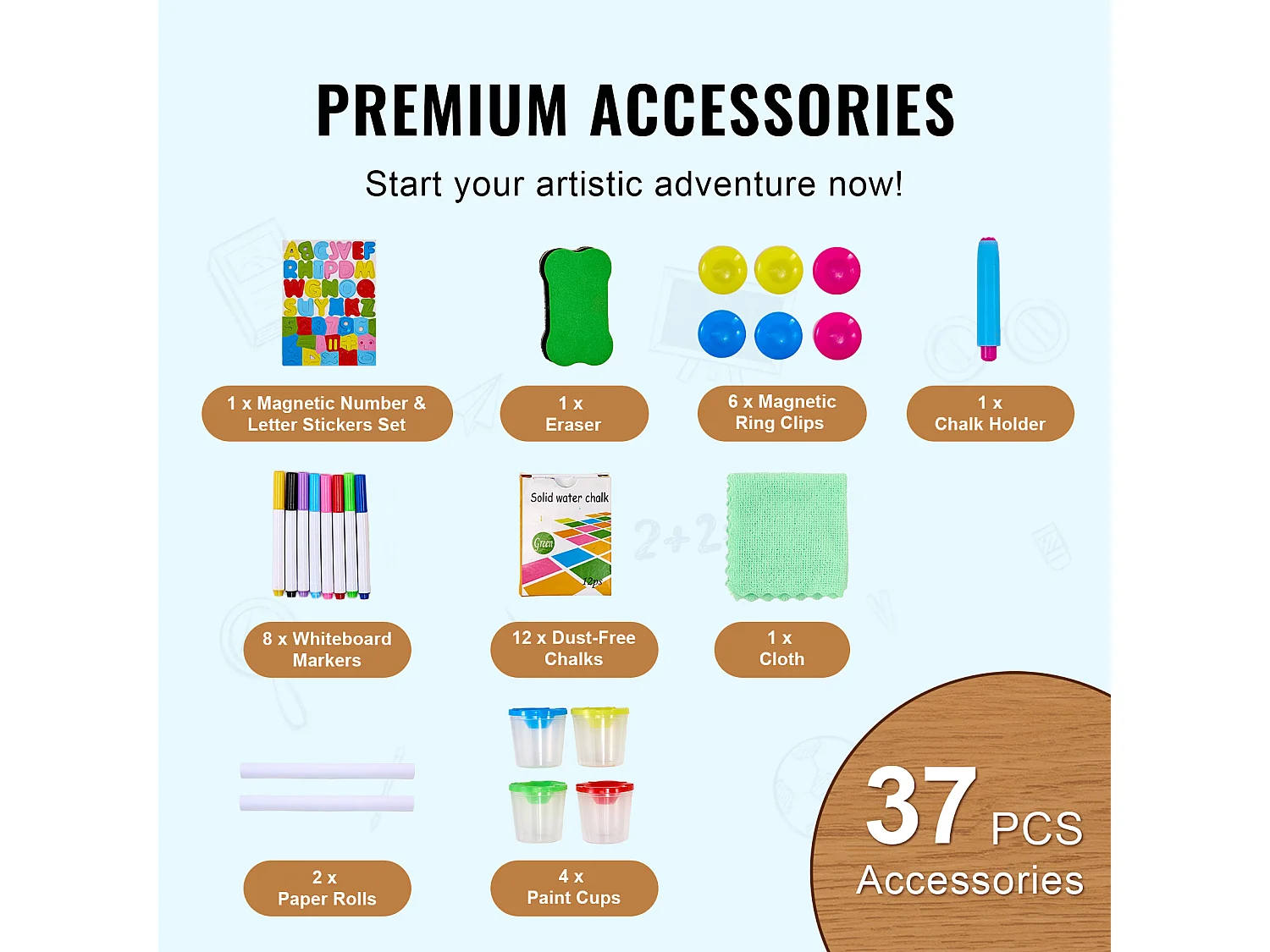 Easel de Arte SucceBuy, 3 en 1 para Niños, Pizarra Blanca Magnética de Madera de Doble Cara