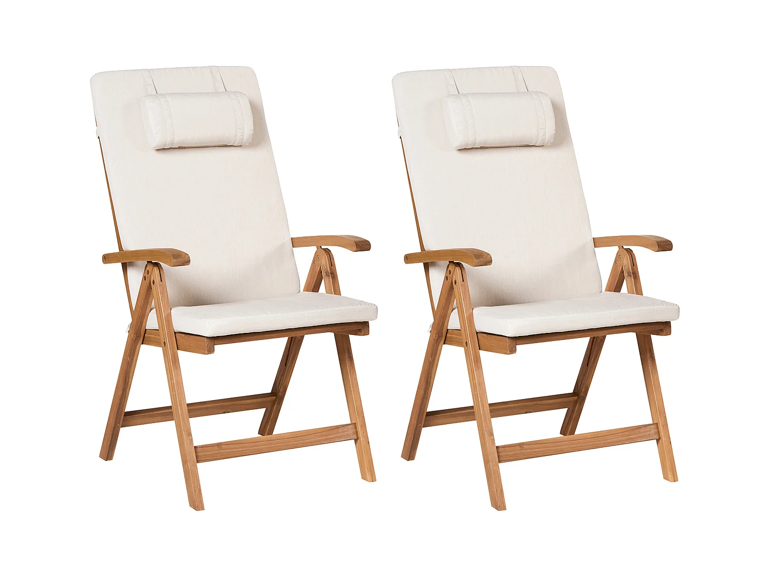 Lot de 2 chaises de jardin avec coussins JAVA PREMIUM Acacia Beige clair