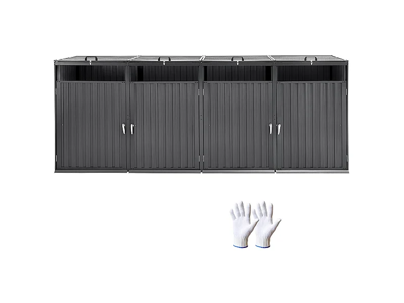 SucceBuy Müllschuppen, Mülltonnenabdeckung aus Metall, Müllschuppen für den Außenbereich, 4 x 240 l