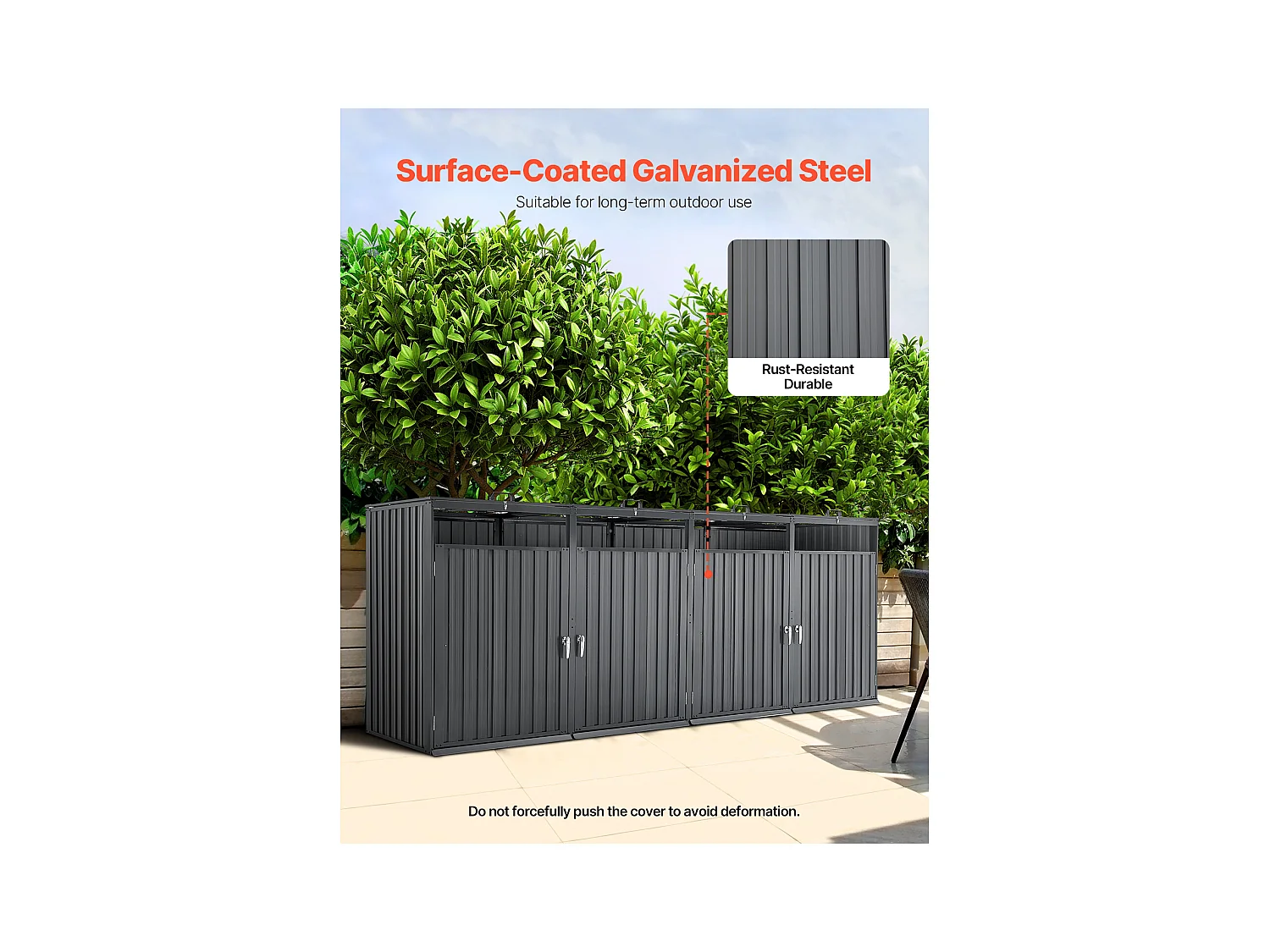 Abri de Rangement pour Poubelles SucceBuy, Cache Poubelle en Métal, Abri à Poubelle Extérieur 4 x 240 L