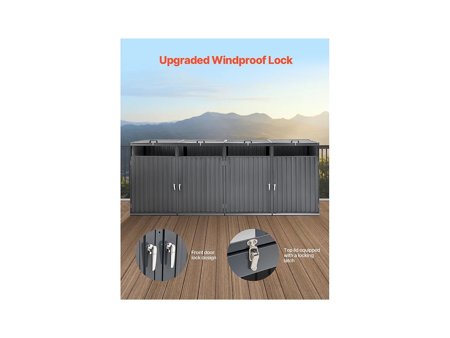 Abri de Rangement pour Poubelles SucceBuy, Cache Poubelle en Métal, Abri à Poubelle Extérieur 4 x 240 L