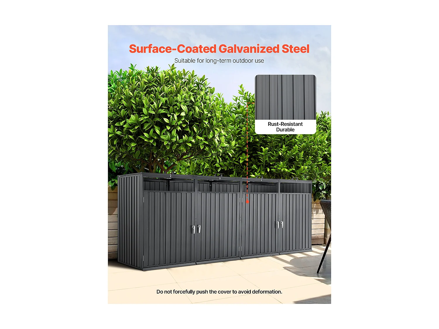 Abri de Rangement pour Poubelles SucceBuy, Cache Poubelle en Métal, Abri à Poubelle Extérieur 4 x 240 L