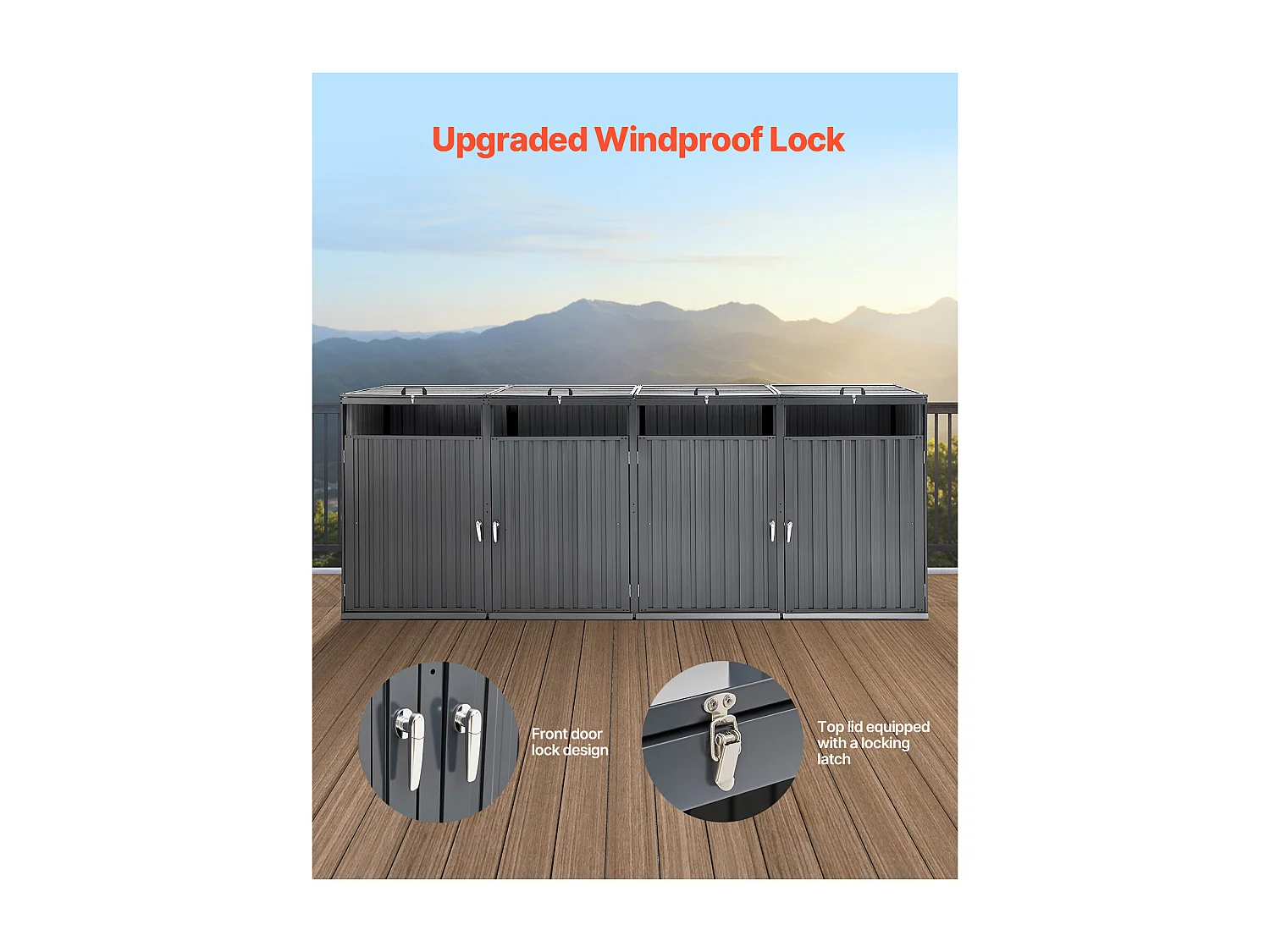 Abri de Rangement pour Poubelles SucceBuy, Cache Poubelle en Métal, Abri à Poubelle Extérieur 4 x 240 L