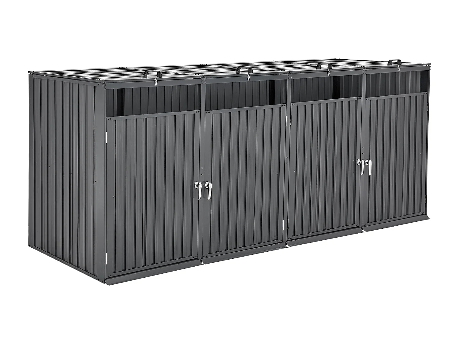 Abri de Rangement pour Poubelles SucceBuy, Cache Poubelle en Métal, Abri à Poubelle Extérieur 4 x 240 L