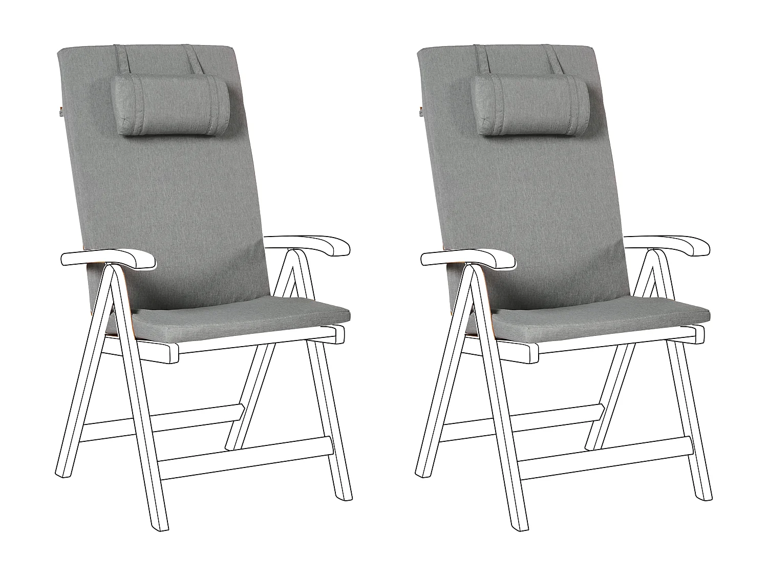 Lot de 2 coussins de jardin JAVA/AMANTEA PREMIUM 50 x 70 cm Mélange de gris