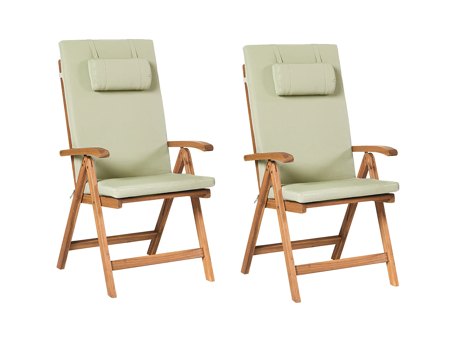 Lot de 2 chaises de jardin avec coussins JAVA PREMIUM Acacia Vert