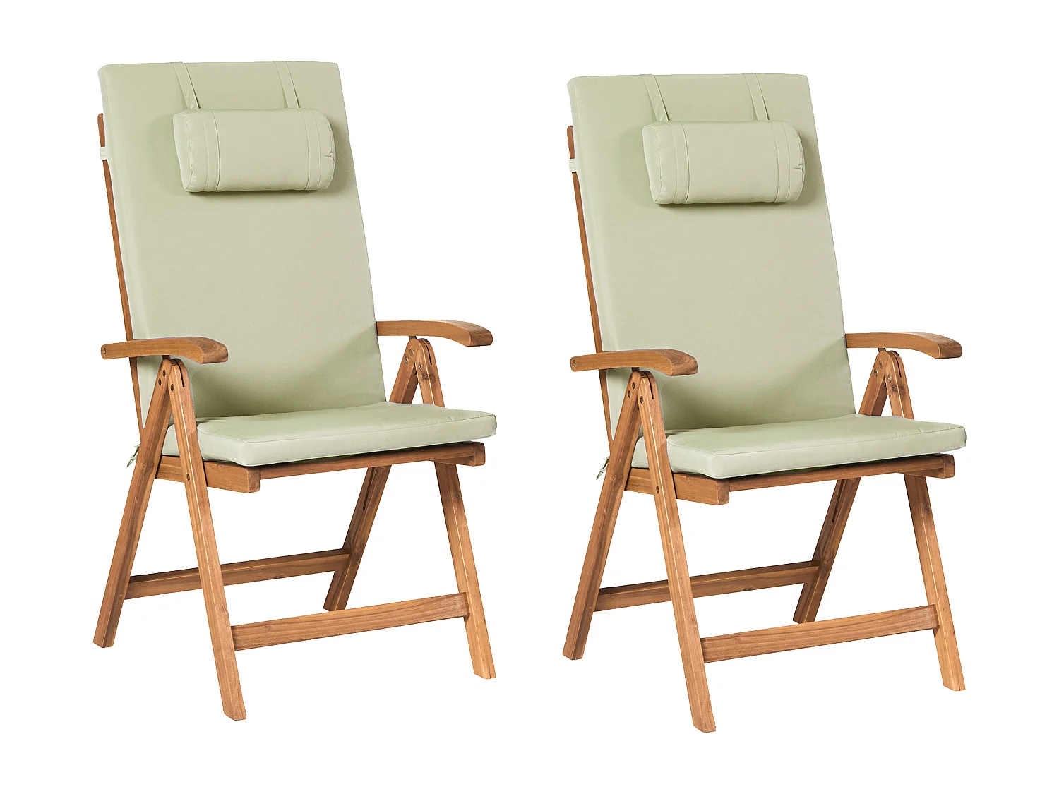 Lot de 2 chaises de jardin avec coussins JAVA PREMIUM Acacia Vert