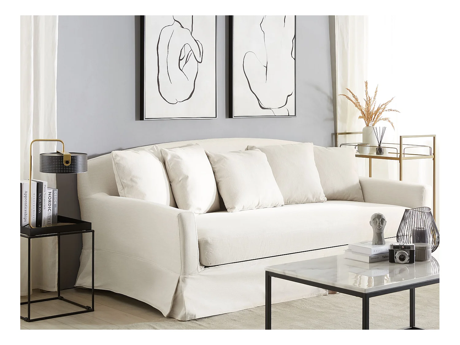 Housse de canapé 3 places GILJA Blanc cassé