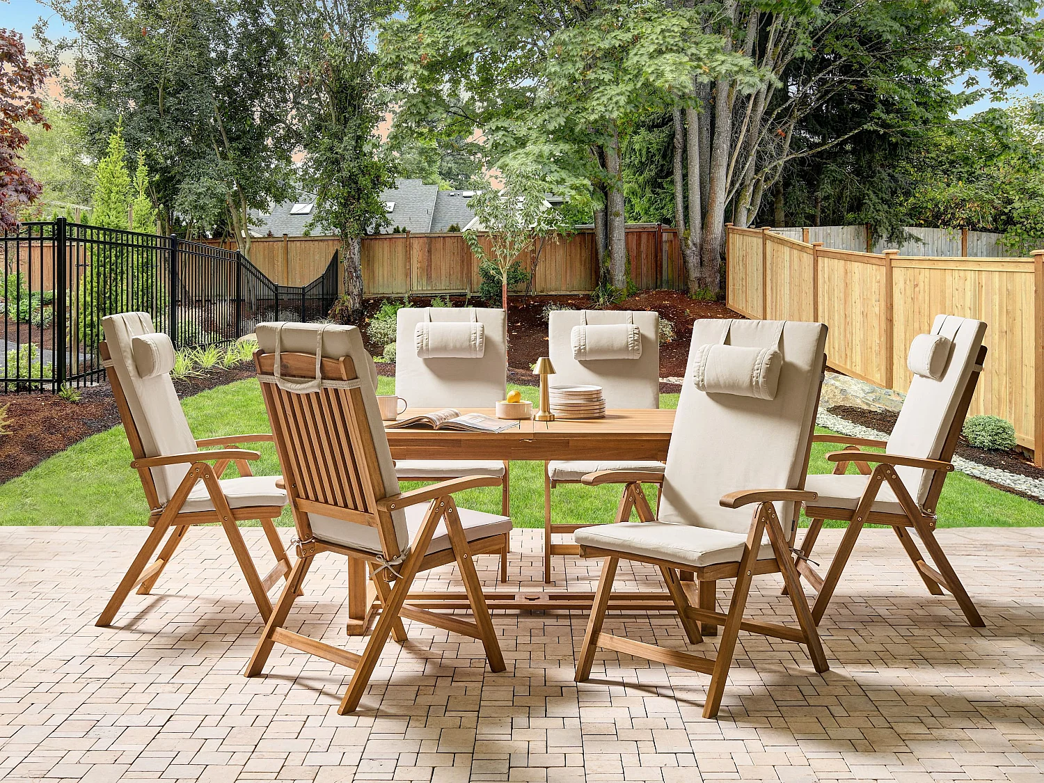 Lot de 6 coussins de jardin JAVA/AMANTEA PREMIUM 50 x 70 cm Beige clair