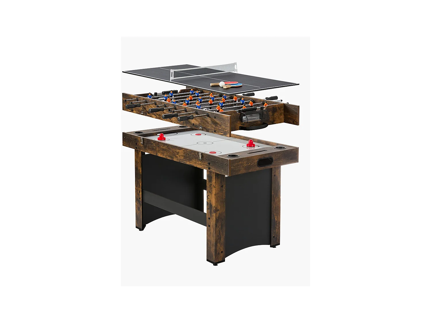 Table de Air Hockey, SucceBuy Table de Hockey sur Air 137 cm 3 en 1 avec Ping-Pong pour Maison et Bureau