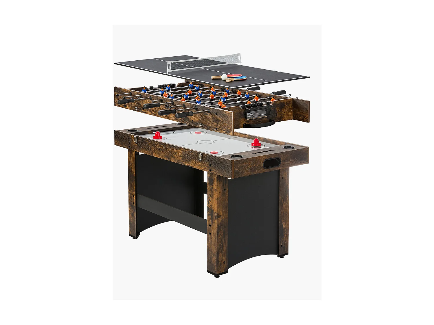 Table de Air Hockey, SucceBuy Table de Hockey sur Air 137 cm 3 en 1 avec Ping-Pong pour Maison et Bureau