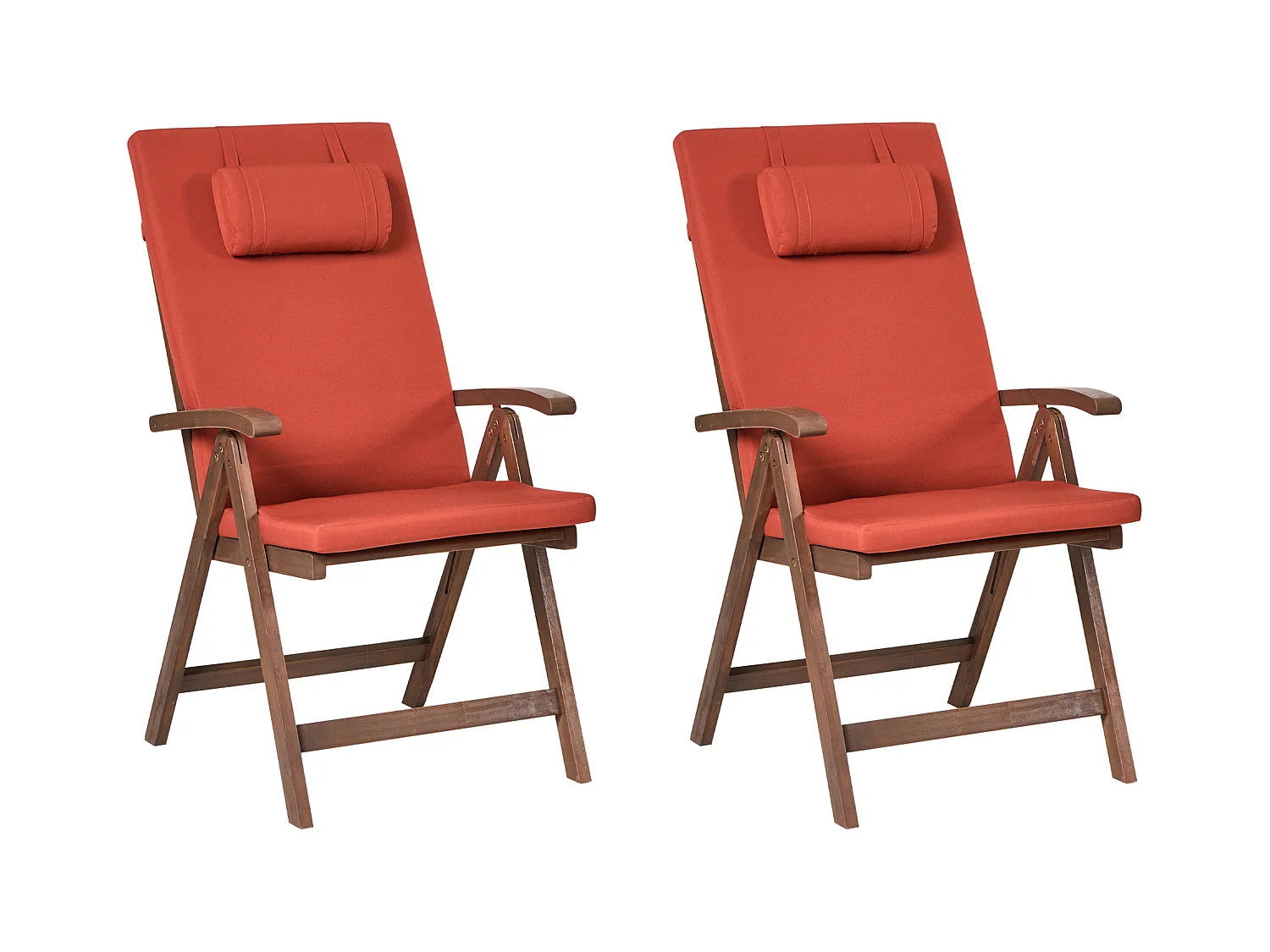 Lot de 2 chaises de jardin avec coussins AMANTEA PREMIUM Acacia Rouge
