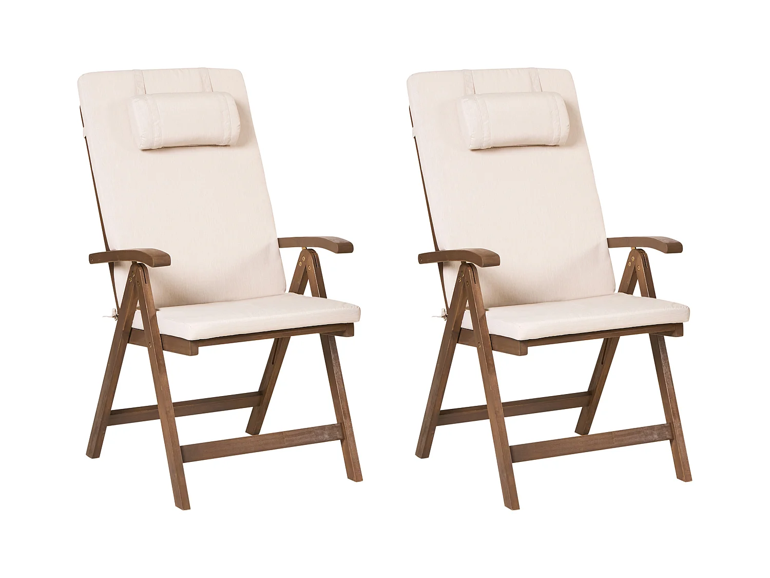 Lot de 2 chaises de jardin avec coussins AMANTEA PREMIUM Acacia Beige clair