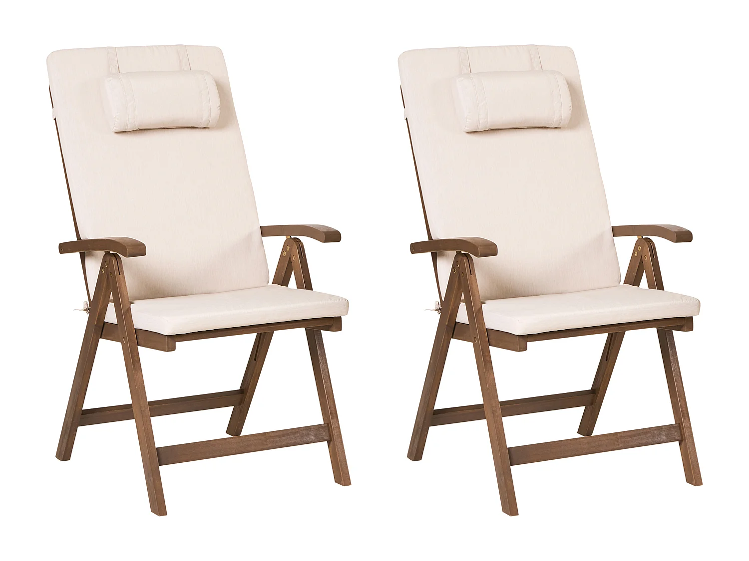 Lot de 2 chaises de jardin avec coussins AMANTEA PREMIUM Acacia Beige clair