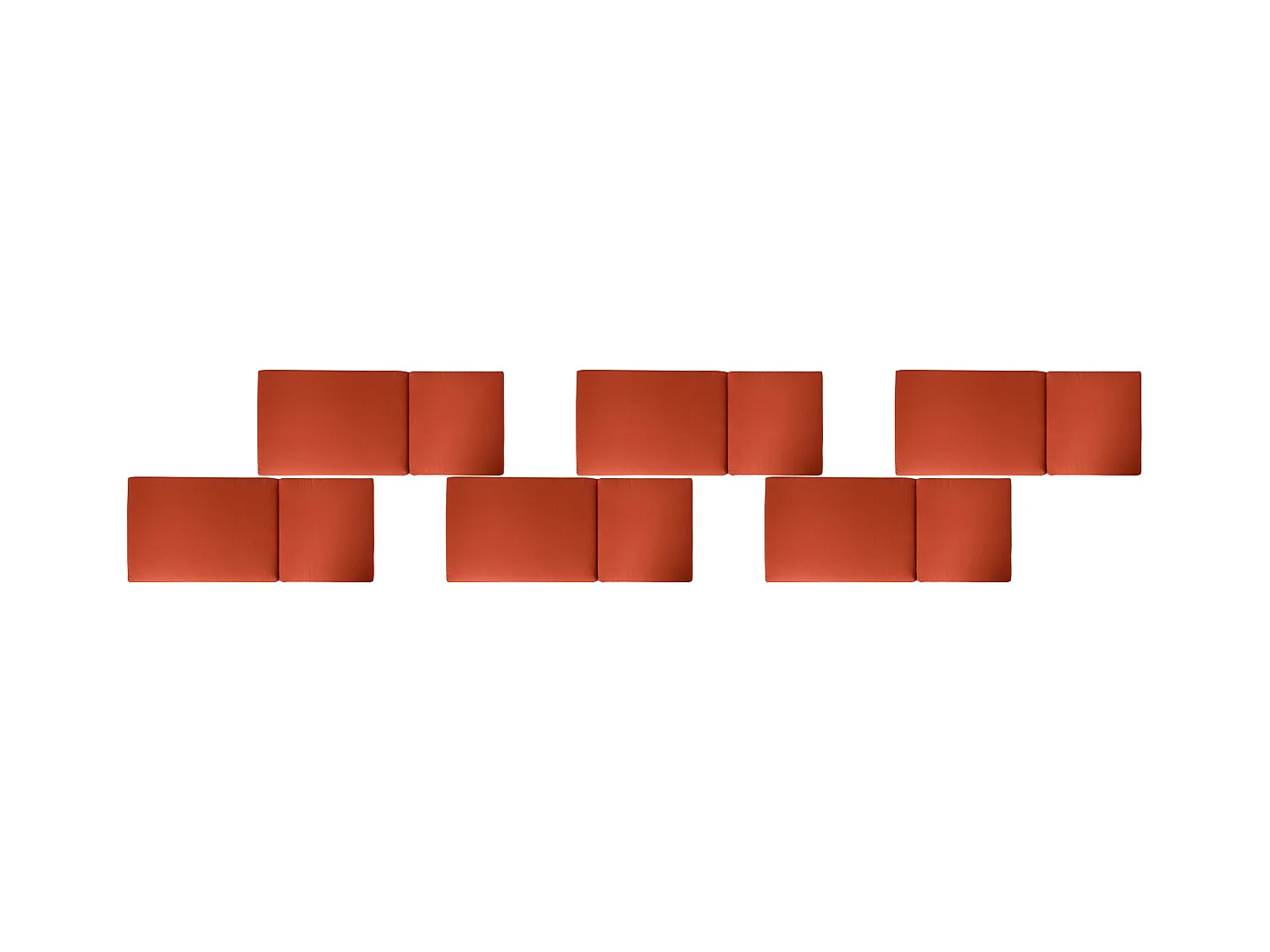 Lot de 6 coussins de jardin JAVA/AMANTEA PREMIUM 50 x 70 cm Rouge