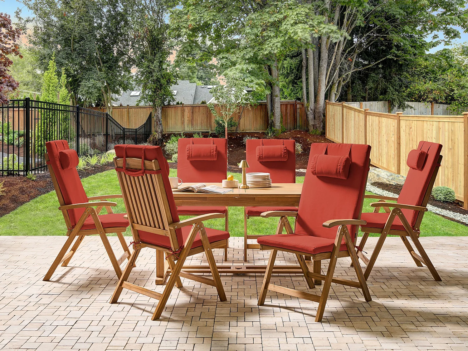 Lot de 6 coussins de jardin JAVA/AMANTEA PREMIUM 50 x 70 cm Rouge